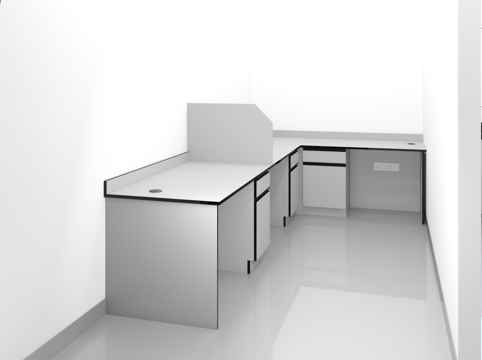 SpaceVision L-shaped Steel Workbench